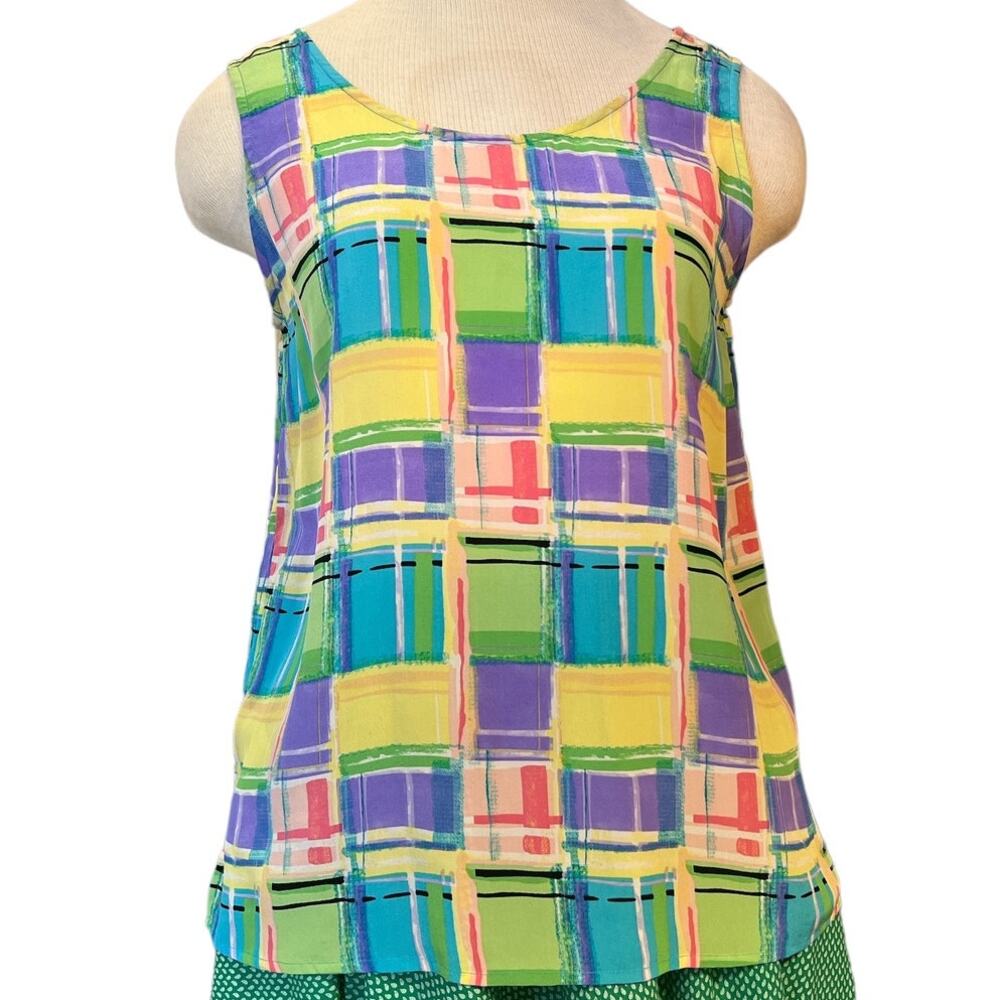 Vintage 90s 00s Robbie Bee Petite 100% Silk Tank Top Blouse Shirt Size S Pastel